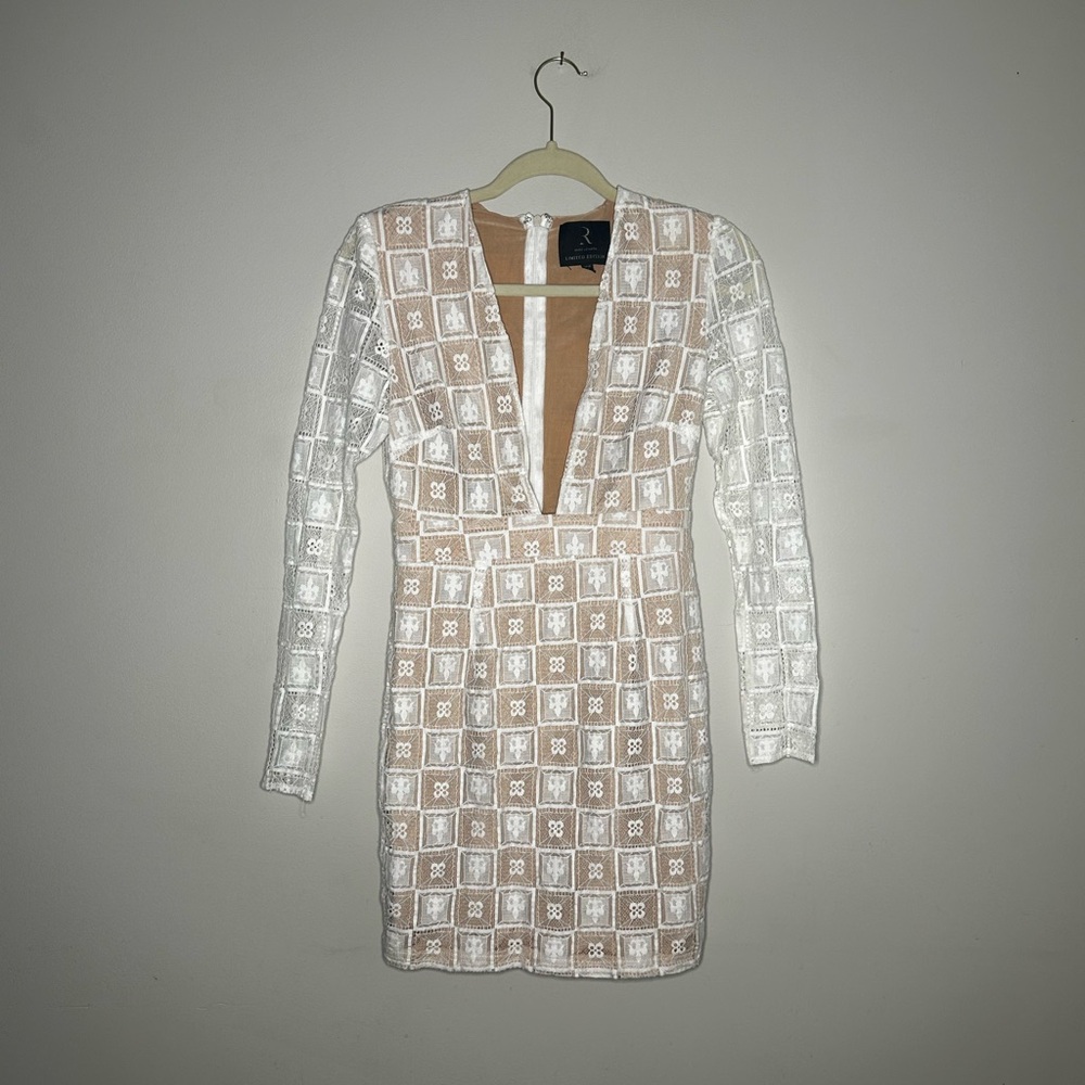 Rare London White Mini Dress Long Sleeve Small